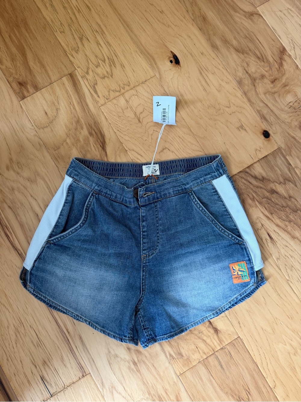 Women's Denim Shorts with White Side Panels